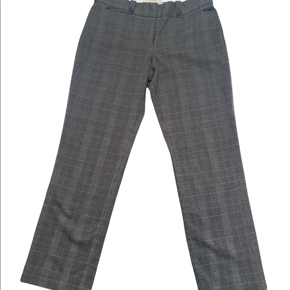 SOLD✖️ Loft black & tan plaid with teal lines career straight leg pants 6 petite